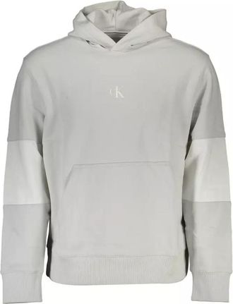 Calvin Klein Mens Colorblocked Hoodie J30j300005 - Light Grey Cotton - Size X-Large