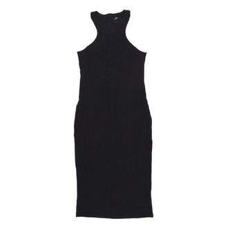 Nike Rib Midi Jurk Zwart - Dames - Tenniskleding - Zwart - S - Katoen - Fitness