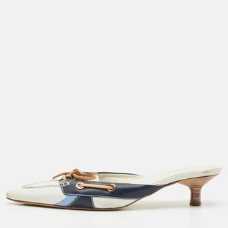 Tod's Tods Blue/white Leather Mules
