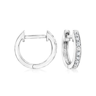 RS Pure by Ross-Simons Diamond Huggie Hoop Earrings in Sterling Silver