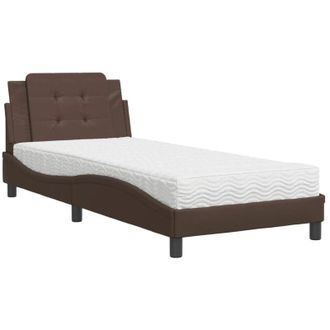 vidaXL Cama Con Colch&oacute;n Cuero Sint&eacute;tico Marr&oacute;n 100x200 Cm Vidaxl