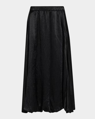 Eileen Fisher Crinkled Satin Bubble Midi Skirt