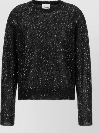 Nude sequined mohair-blend crewneck sweater