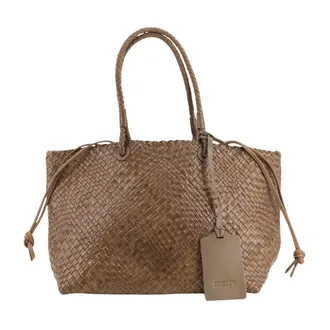 Ibeliv Tassen, Dames, Bruin, ONE Size, Leer, Bazika Woven Leather Tote