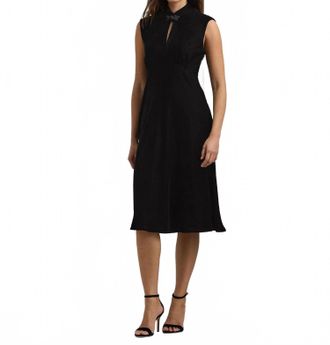 Ralph Lauren Velvet Cap-Sleeve Mini Dress In Black