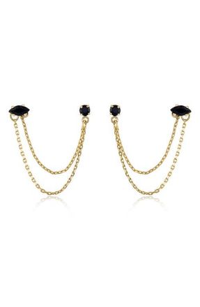 Ettika Double Piercing Chain Earrings in Black at Nordstrom