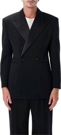 Saint Laurent Americana Cruzada Grain de Poudre - Jackets - Hombre - Negro - L