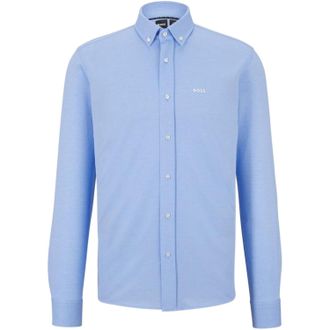 HUGO BOSS Herenoverhemd met lange mouwen, borduursel en knoopsluiting van Jo (Sky)
