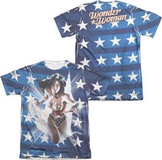 Gildan Justice League of America Ripped Flag (Front/Back Print) Adult Poly/Cotton Short Sleeve Tee / T-Shirt