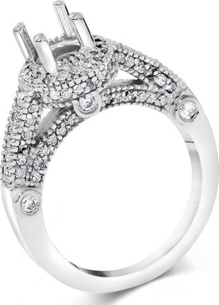 Pompeii3 3/4ct Vintage Halo Ring Setting 14K White Gold Size Selectable