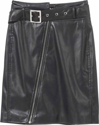 Karl Lagerfeld Faux Leather Skirt With Zip