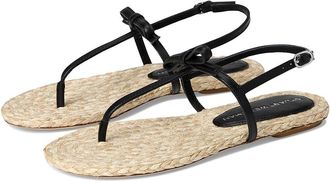 Stuart Weitzman Felicity Espadrille Sandal Womens Wedge Shoes Black/Natural : 11.5 M, Leather