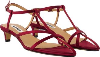 Jil Sander Womens Cage Lambskin Sandals Red