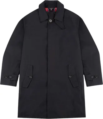 Baracuta Short-Cut Heritage Black Trench Coat With Tartan Lining
