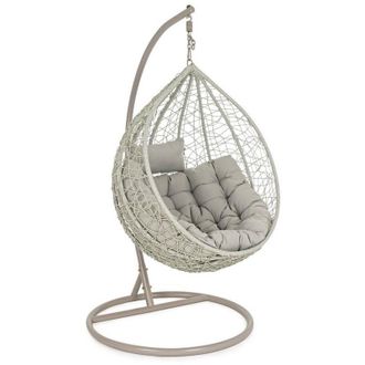 BIZZOTTO Poltrona a dondolo sospesa Amirantes per giardino e veranda in rattan con cuscino -Naturale