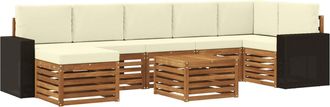 vidaXL Conjunto De Sof&aacute;s De Exterior 8 Uds. Natural Y Crema Vidaxl