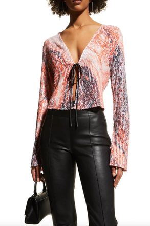 In The Mood For Love Ruddy Marble Print Top In Orange