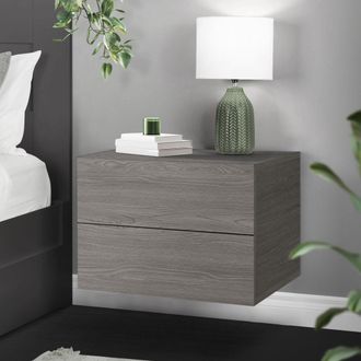 ML Design Ml-design Mesilla De Noche 42 X 29 X 30cm Gris Ceniza Armario Colgante Con 2 Cajones C&oacute;moda Mesita Flotante Armario De Pared Cajonera Mueble Auxiliar 