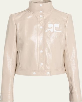 Courr&egrave;ges Textured Vinyl Crop Jacket