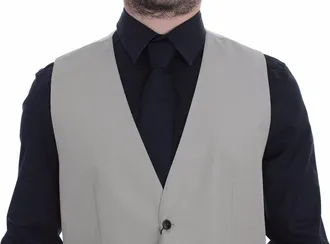 Dolce & Gabbana Beige Cotton Silk Blend Dress Vest Mens Blazer
