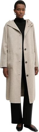 Liviana Conti Jas met capuchon - Dames - Mantel - Bruin - M - Wol - Jassen