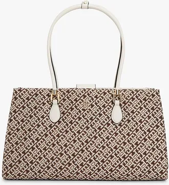 Tommy Hilfiger Womens Jacquard Monogram Satchel Bag - Neutral Mono
