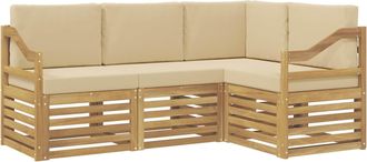 vidaXL Conjunto De Sof&aacute;s De Exterior 4 Uds. Y Beige Poli&eacute;ster Vidaxl