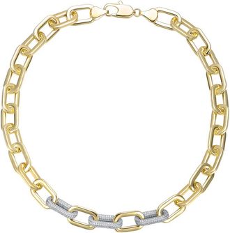 Rachel Glauber 14K Plated Cz Link Necklace