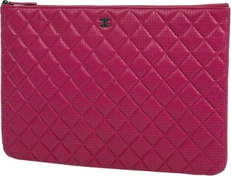 Chanel Pink Leather Clutch Bag (Pre-Owned)