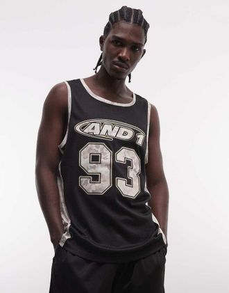 AND1 Airtex - Canotta nera con pannelli mimetici a contrasto in coordinato-Nero