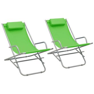 vidaXL Sillas Mecedoras 2 Unidades Acero Verde Vidaxl