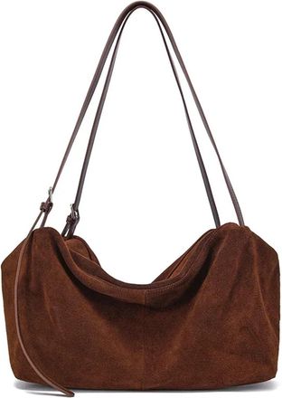 Generic Compatible For Womens Suede Leather Shoulder Bags Ladies Soft Crossbody Solid Bag Female Lazy Commuter Handbag(Coffee)