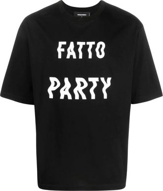Dsquared2 Fatto Party Grafisch T-shirt - Heren - T-shirts - Zwart - S - Katoen - Tops