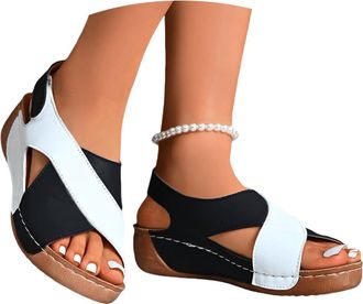 Generic Ladies Wide Fit Sandals,Orthopedic Sandals for Women Uk,Ladies Open Toe Wedge Heel Flat Thick Soled Shoes,Wide Fit Slipper Casual Summer Arch Support 