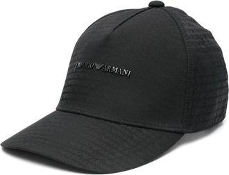 Emporio Armani Caps, male, Black, Size: ONE SIZE Black Monogram Cotton Hat