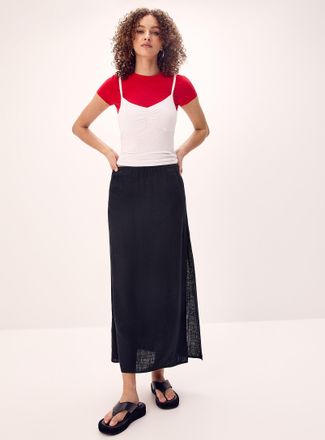 Twik Womens Linen blend maxi skirt