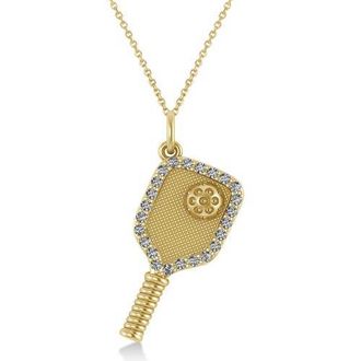 Allurez Natural Diamond Pickleball Paddle Pendant Necklace 14k in 0.50Ct, Yellow Gold at Nordstrom, Size 18