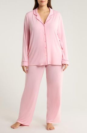 Nordstrom Moonlight Eco Knit Pajamas in Pink Candy at Nordstrom, Size 1X