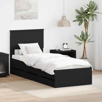 vidaXL Estructura De Cama Negro 75 X 190 Cm Madera Ingenieril Vidaxl