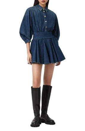 AllSaints Arlo Denim Minidress in Mid Indigo at Nordstrom, Size 12 Us