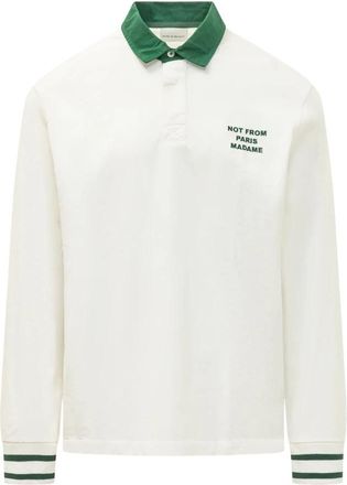 Dr&ocirc;le de Monsieur Slogan LS Polo - Heren - Polos - Wit - XS - Katoen - Tops