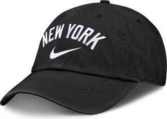 Nike New York Yankees Primetime Club Nike Mens MLB Unstructured Adjustable Hat in Black | NB0100ANK-ZHP