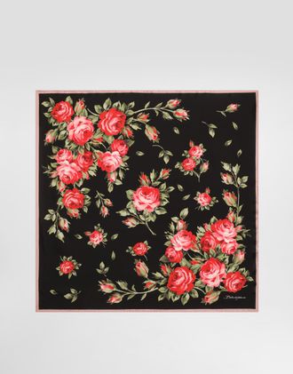 Dolce & Gabbana Rose Bouquet-print Silk Twill Scarf 70x70 - Woman Multicolor Onesize