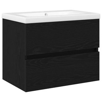 Berkfield Home Sink Cabinet with Built-in Basin Black Oak Engineered Wood