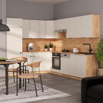 Vicco Cocina Esquinera Fame-line, Gris/beige/roble Dorado, 227 X 287 Cm, Et Antracita, Vicco