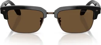 A|X Armani Exchange 52mm Rectangular Sunglasses in Black /Dark Brown at Nordstrom