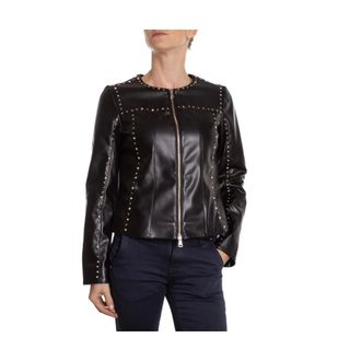Marella Chaqueta corta de piel sint&eacute;tica con tachuelas - Jackets - Mujer - Negro - S
