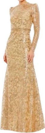 Mac Duggal Goldembellished High Neck Gown