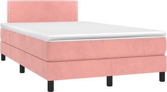vidaXL Vidaxl - Cama Box Spring Con Colch&oacute;n Y Led Terciopelo Rosa 120x190 Cm