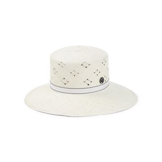 Maison Michel Off White Perforated Panama Hat
